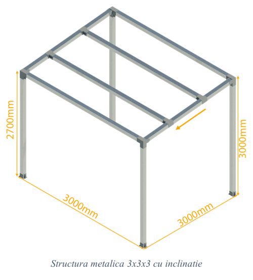 STRUCTURA METALICA CU CONECTORI 3X3X3 INCLINATA