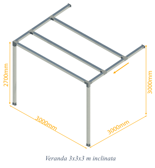 VERANDA 3X3X3 CU CONECTORI METALICI